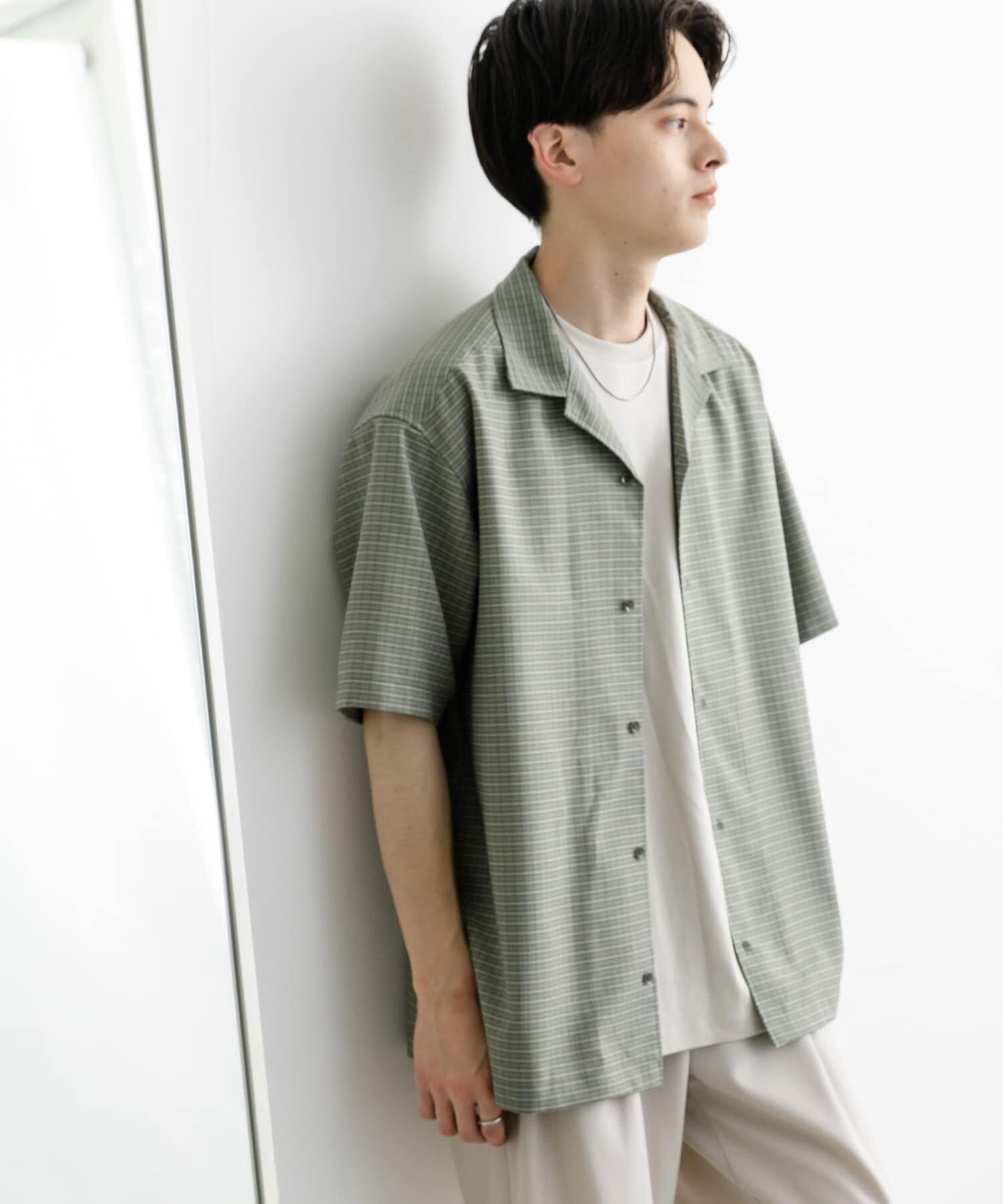 SENSE OF PLACE by URBAN RESEARCH「グレンチェックオープンカラーショートスリーブシャツ」|シャツ・ブラウス|