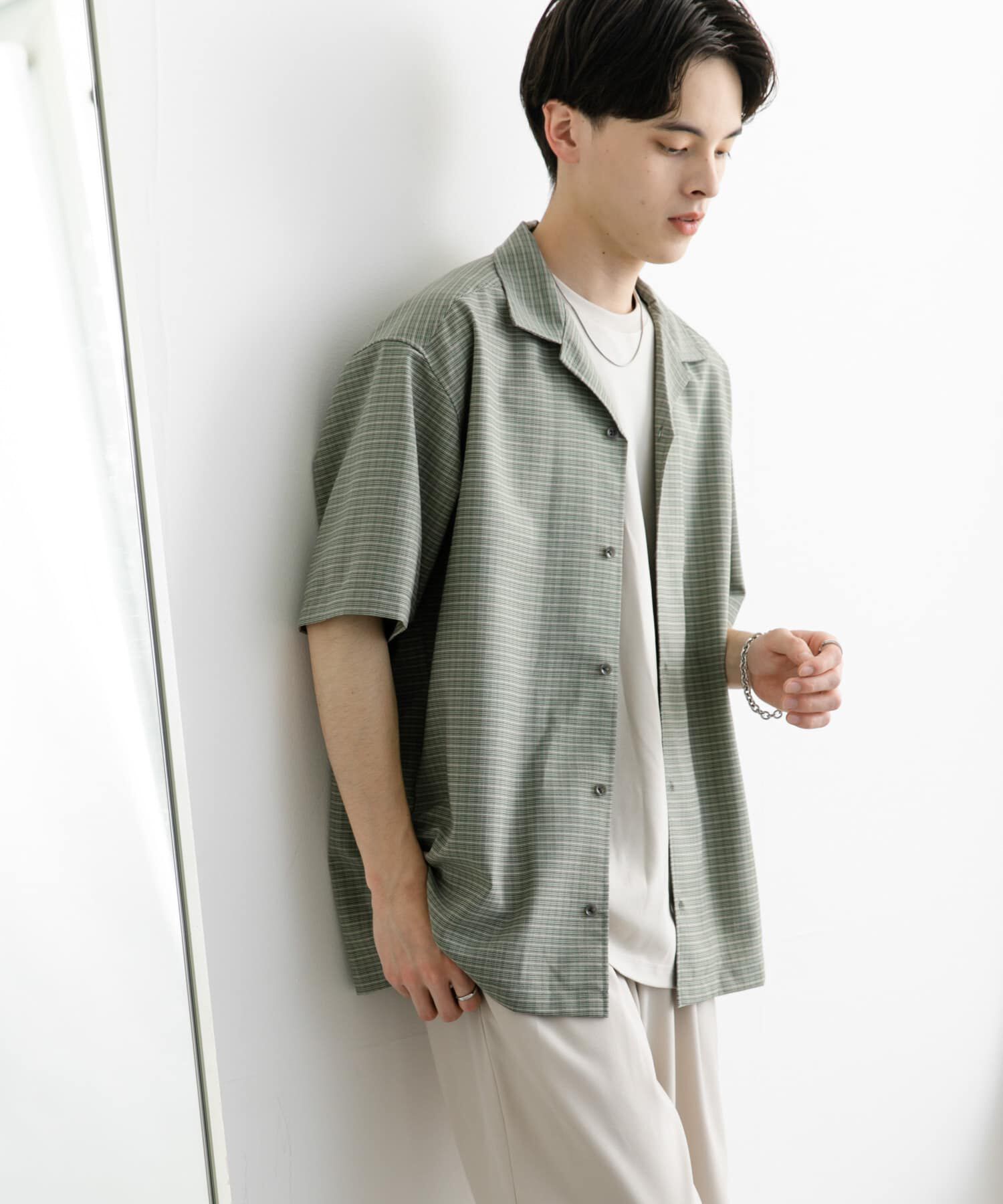 SENSE OF PLACE by URBAN RESEARCH「グレンチェックオープンカラーショートスリーブシャツ」|シャツ・ブラウス|