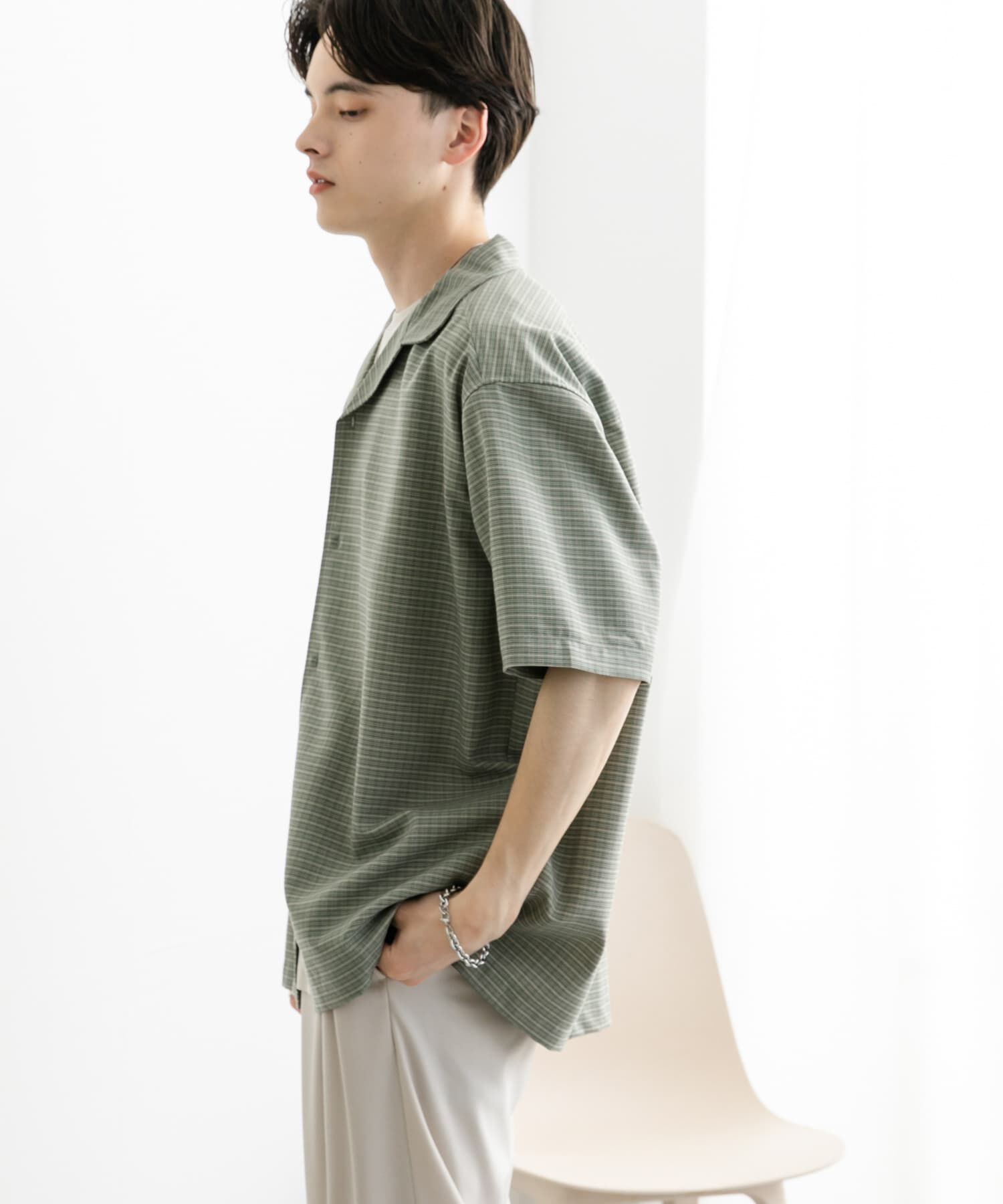 SENSE OF PLACE by URBAN RESEARCH「グレンチェックオープンカラーショートスリーブシャツ」|シャツ・ブラウス|