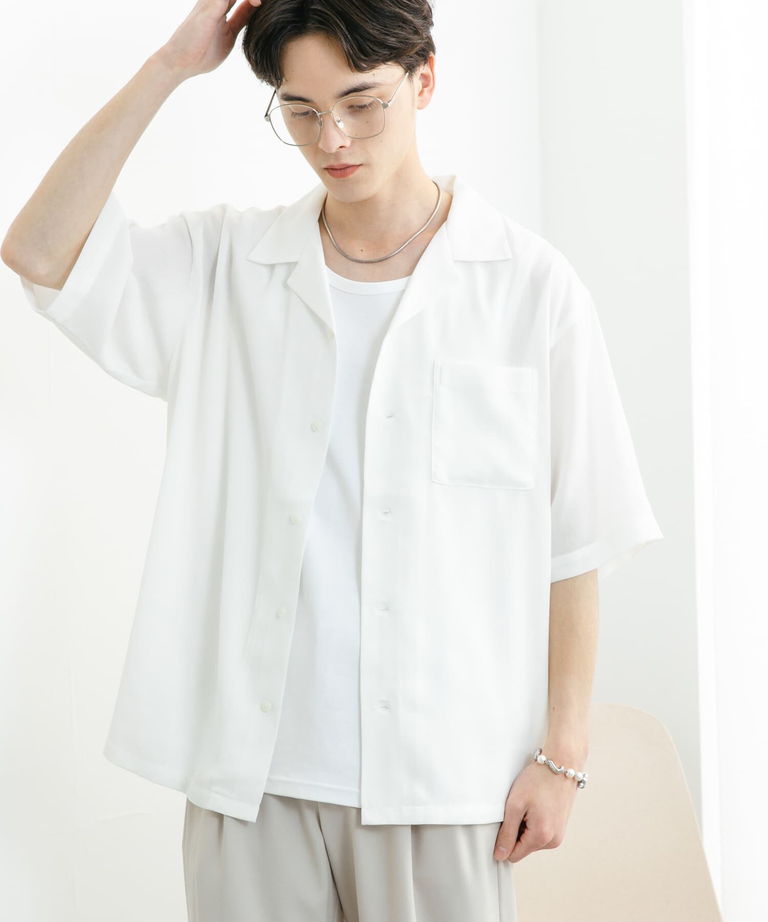 SENSE OF PLACE by URBAN RESEARCH「『ユニセックス』シアーヨウリュウオープンカラーシャツ」|シャツ・ブラウス|