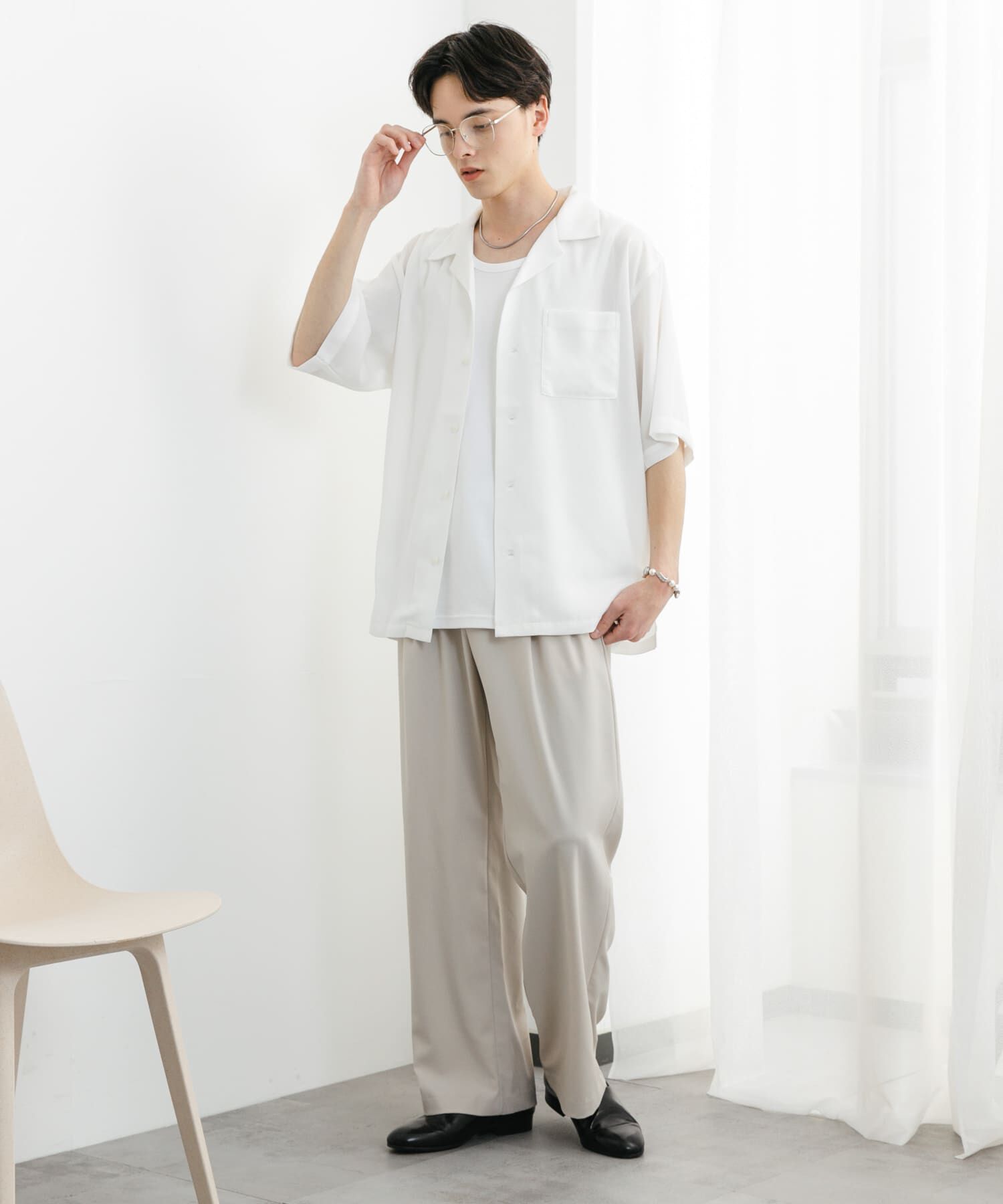 SENSE OF PLACE by URBAN RESEARCH「『ユニセックス』シアーヨウリュウオープンカラーシャツ」|シャツ・ブラウス|