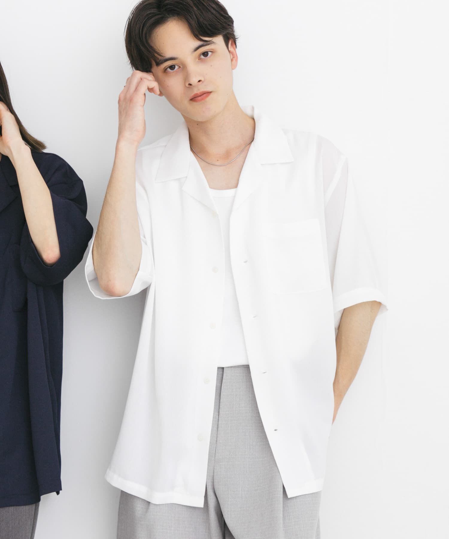 SENSE OF PLACE by URBAN RESEARCH「『ユニセックス』シアーヨウリュウオープンカラーシャツ」|シャツ・ブラウス|