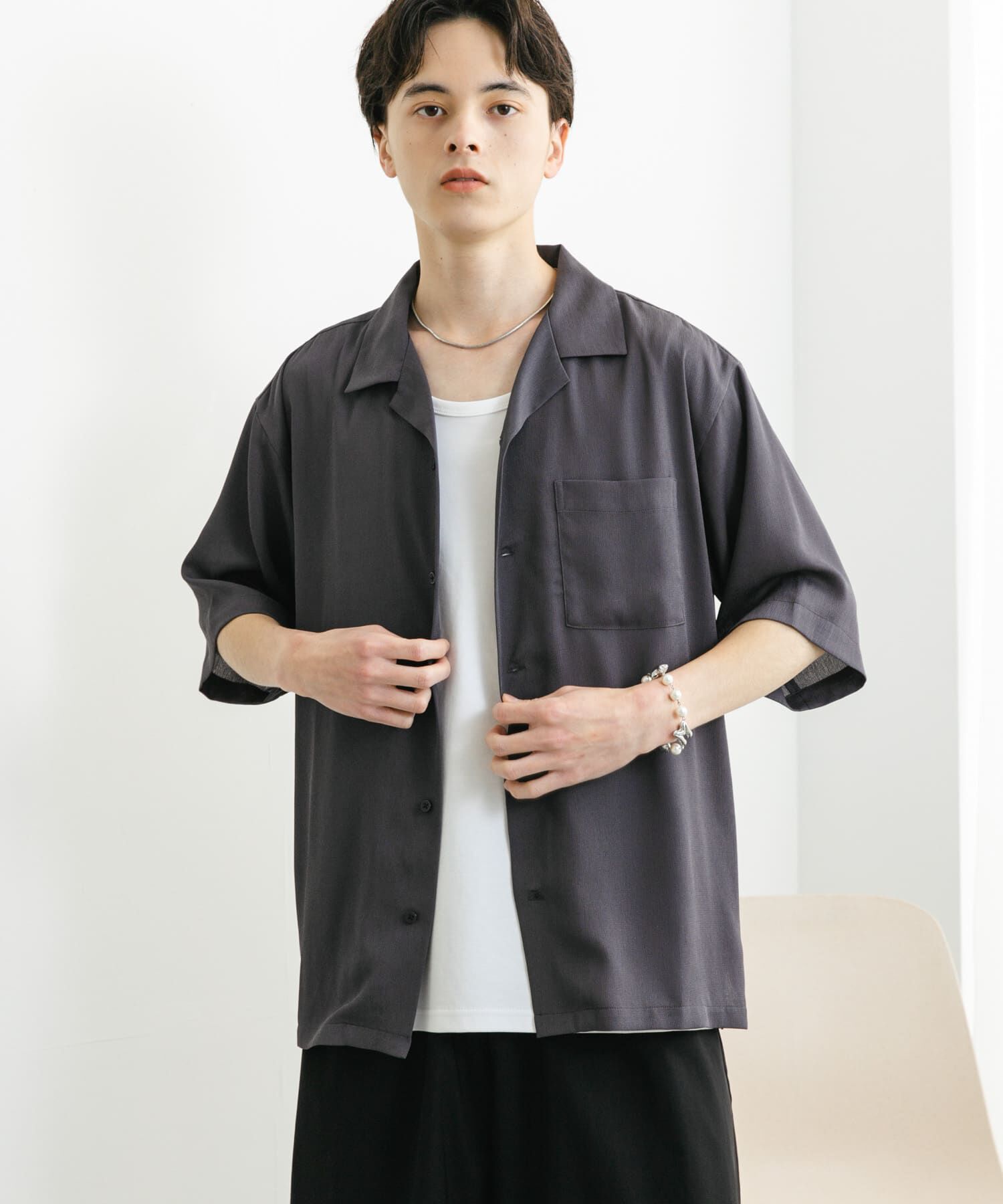 SENSE OF PLACE by URBAN RESEARCH「『ユニセックス』シアーヨウリュウオープンカラーシャツ」|シャツ・ブラウス|