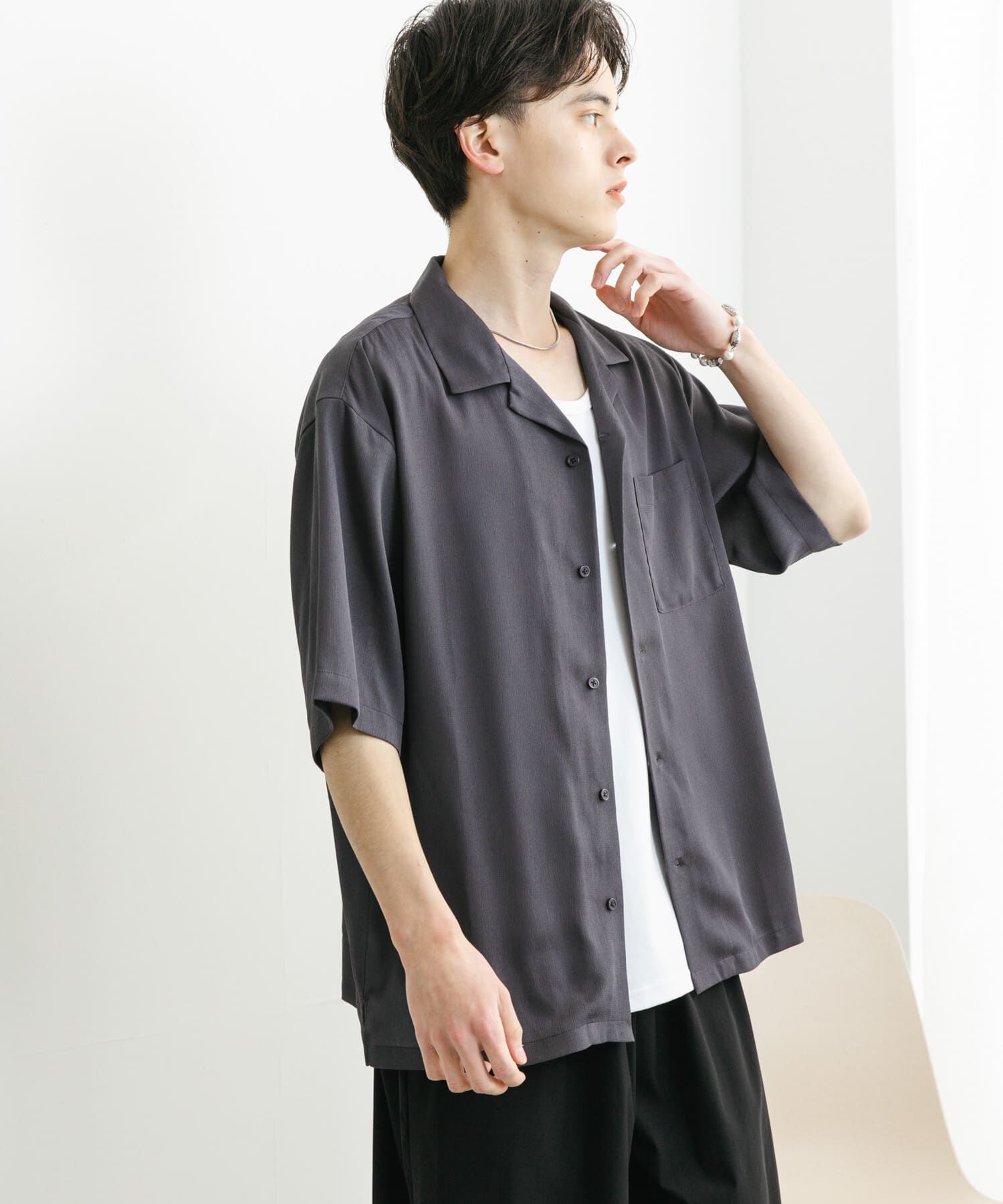 SENSE OF PLACE by URBAN RESEARCH「『ユニセックス』シアーヨウリュウオープンカラーシャツ」|シャツ・ブラウス|