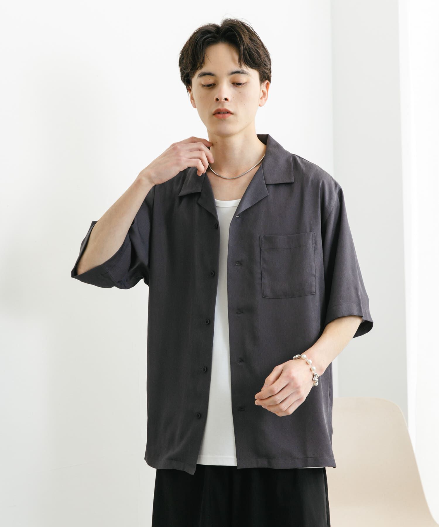 SENSE OF PLACE by URBAN RESEARCH「『ユニセックス』シアーヨウリュウオープンカラーシャツ」|シャツ・ブラウス|