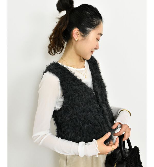  「TORRAZZO DONNAチュール&times;シャギーニットベスト」|ベスト・ジレ|