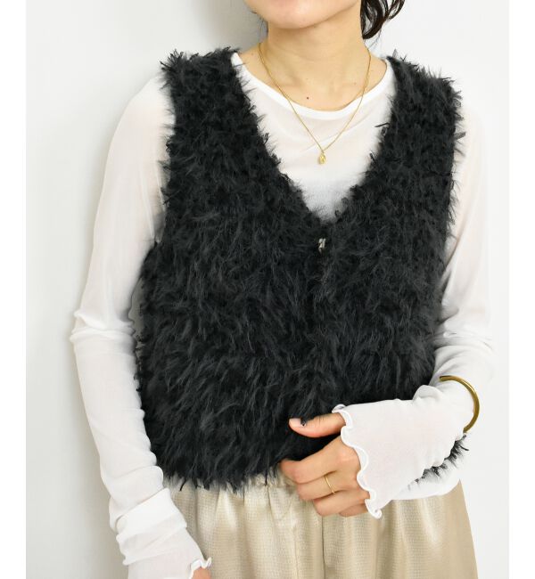  「TORRAZZO DONNAチュール&times;シャギーニットベスト」|ベスト・ジレ|