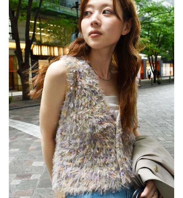  「TORRAZZO DONNAチュール&times;シャギーニットベスト」|ベスト・ジレ|