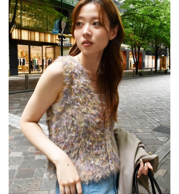  「TORRAZZO DONNAチュール&times;シャギーニットベスト」|ベスト・ジレ|