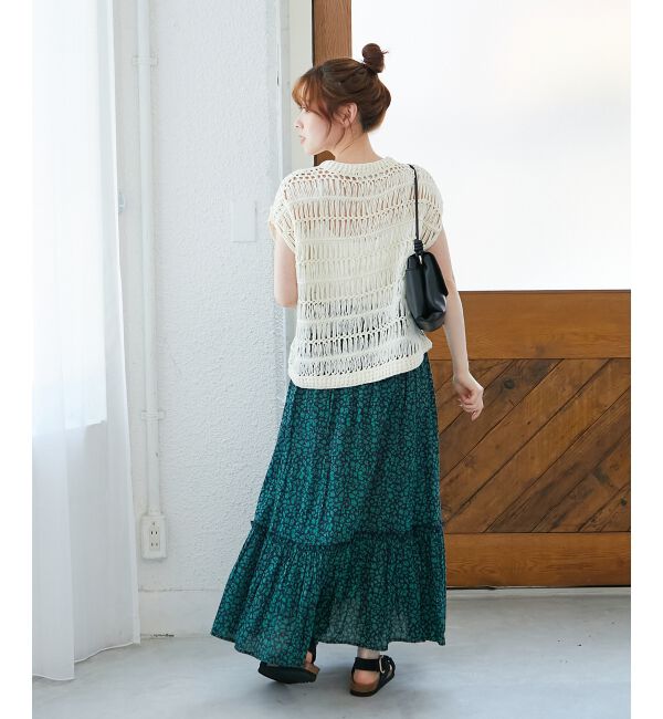  「《手洗い可能》透かし編みデザインニットベスト」|ベスト・ジレ|