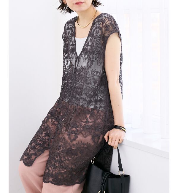  「TORRAZZO DONNAエンブロイダリーレースジレ」|ベスト・ジレ|Ｃ／グレー