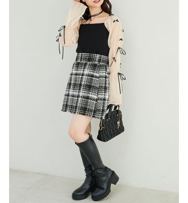 MAJESTICLEGON「チュールリボンスリーブニット」|ニット・セーター|