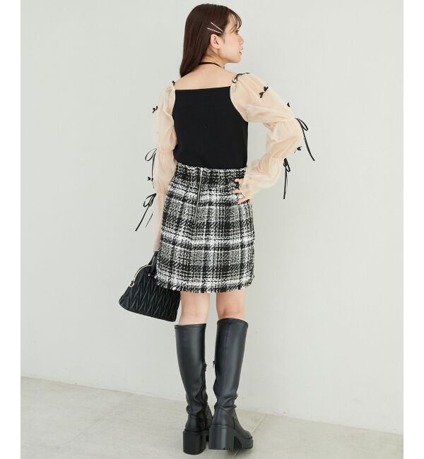 MAJESTICLEGON「チュールリボンスリーブニット」|ニット・セーター|