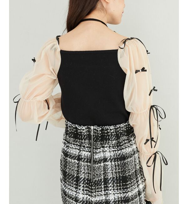 MAJESTICLEGON「チュールリボンスリーブニット」|ニット・セーター|