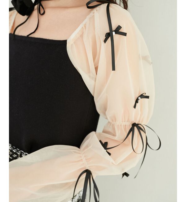 MAJESTICLEGON「チュールリボンスリーブニット」|ニット・セーター|