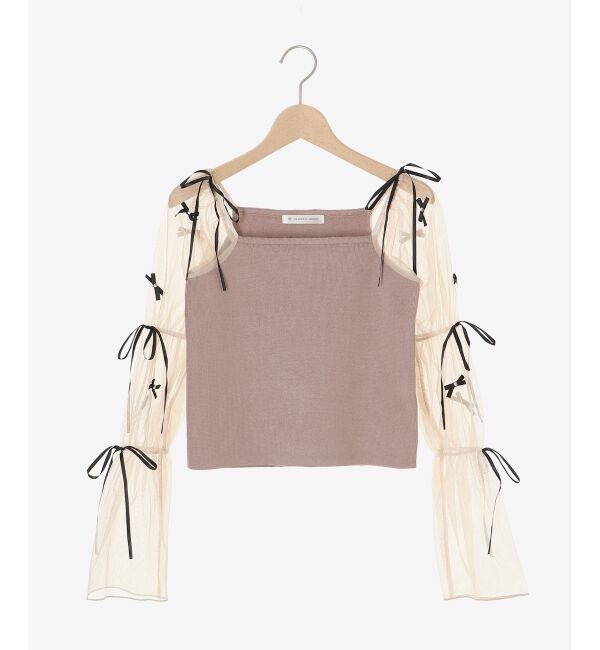 MAJESTICLEGON「チュールリボンスリーブニット」|ニット・セーター|