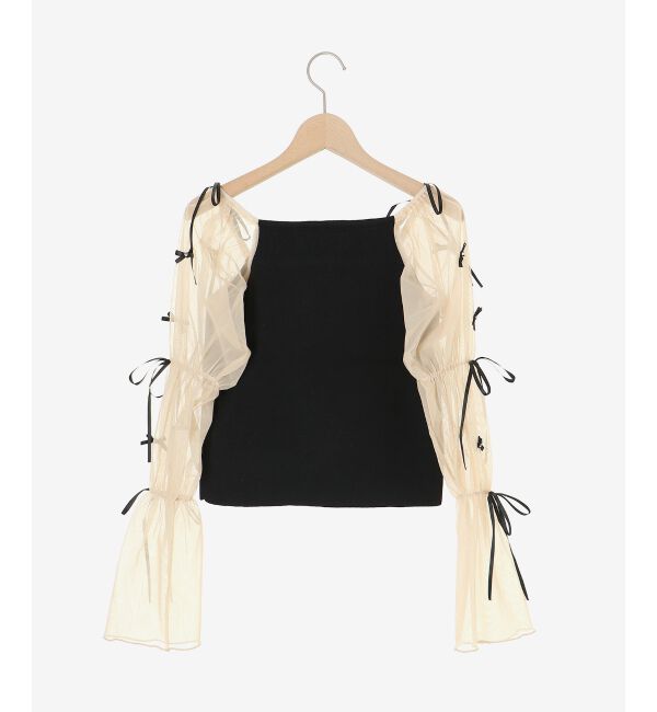 MAJESTICLEGON「チュールリボンスリーブニット」|ニット・セーター|