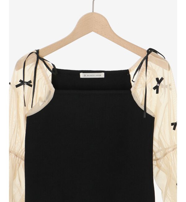 MAJESTICLEGON「チュールリボンスリーブニット」|ニット・セーター|