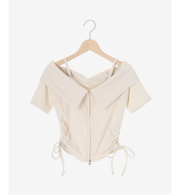  「オフショルダブルジップトップス」|Tシャツ・カットソー|