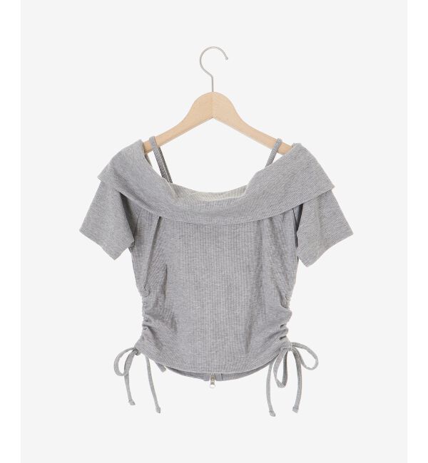  「オフショルダブルジップトップス」|Tシャツ・カットソー|