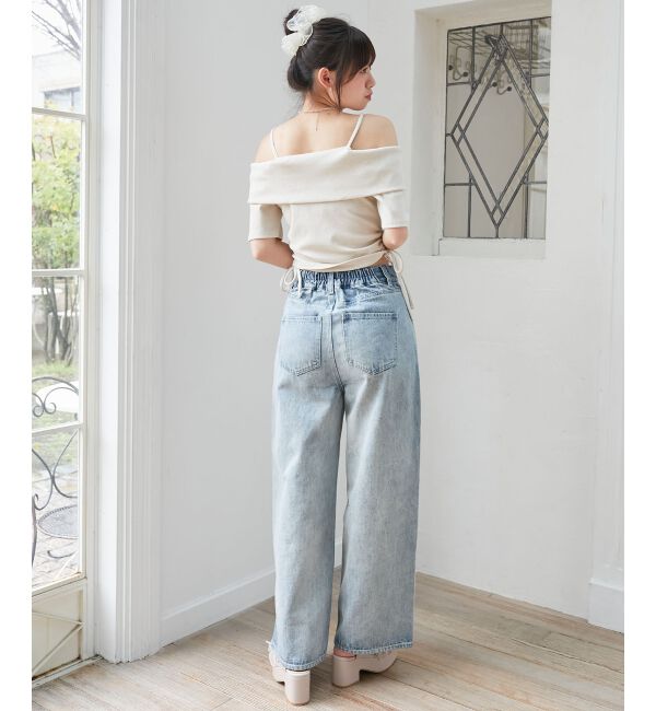  「オフショルダブルジップトップス」|Tシャツ・カットソー|