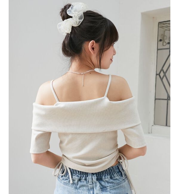  「オフショルダブルジップトップス」|Tシャツ・カットソー|