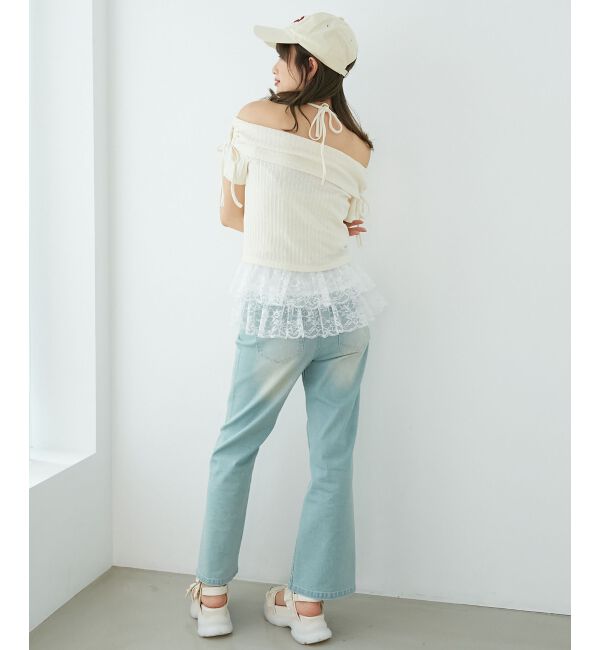  「裾レースオフショルトップス」|Tシャツ・カットソー|