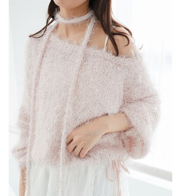  「ふわふわシャイニールーズニット」|ニット・セーター|ピンク