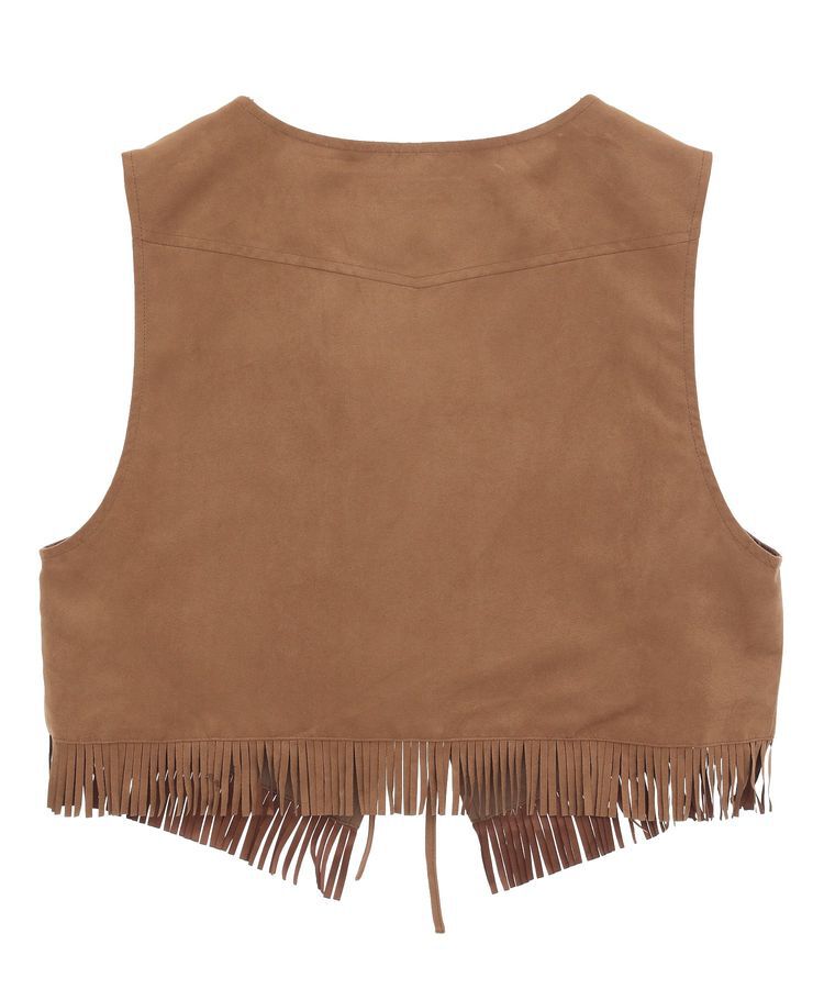 earth music&ecology「スウェード調フリンジベスト」|ベスト・ジレ|