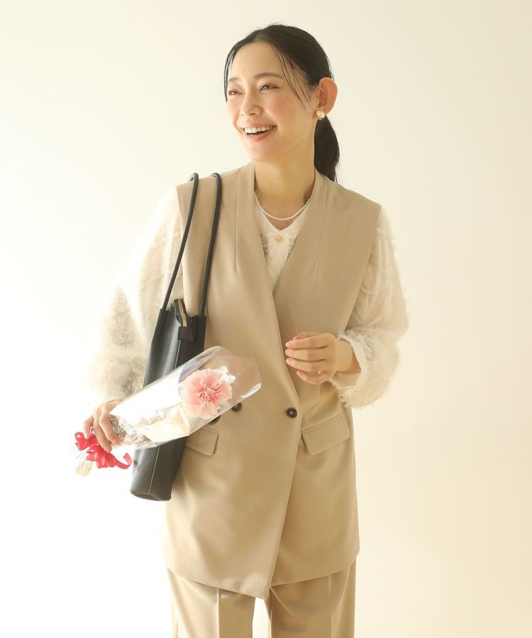 Green Parks「O.洗えてストレッチ Wボタンベスト」|ベスト・ジレ|