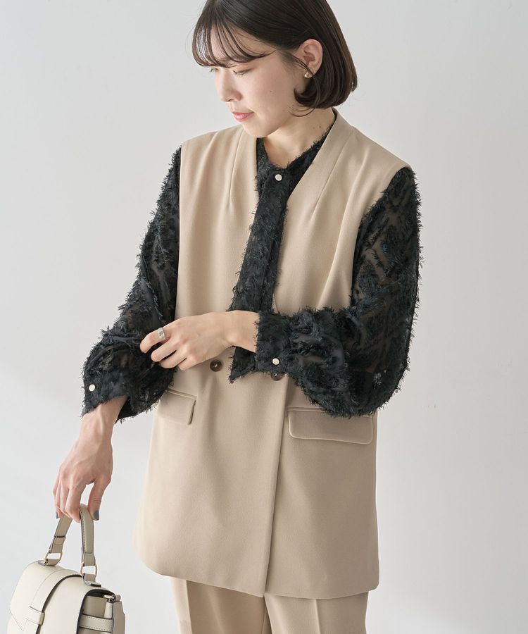 Green Parks「O.洗えてストレッチ Wボタンベスト」|ベスト・ジレ|