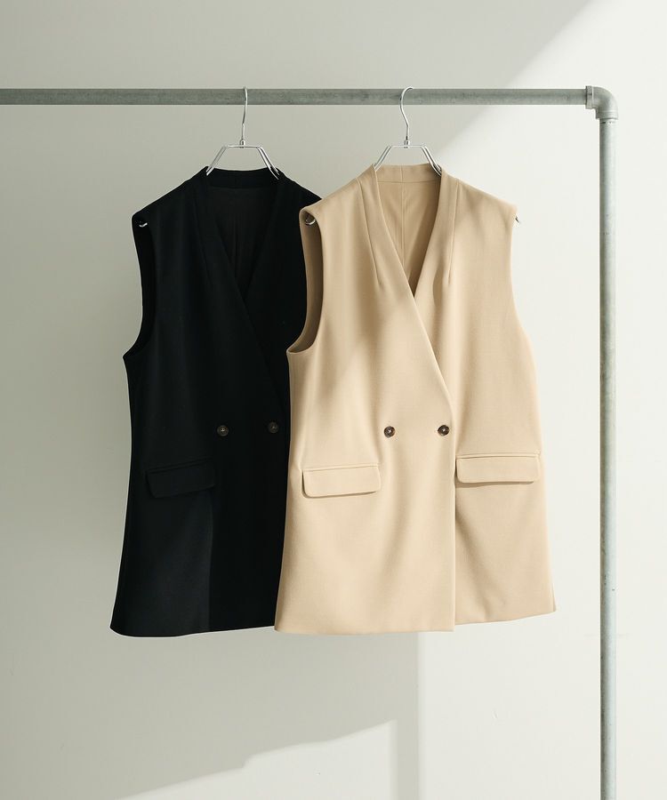 Green Parks「O.洗えてストレッチ Wボタンベスト」|ベスト・ジレ|