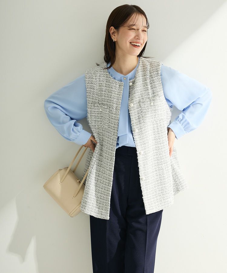 Green Parks「O.ツィードペプラムベスト」|ベスト・ジレ|Gray