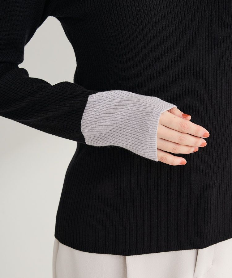 Green Parks「アンチピリング袖配色ニットプルオーバー」|ニット・セーター|