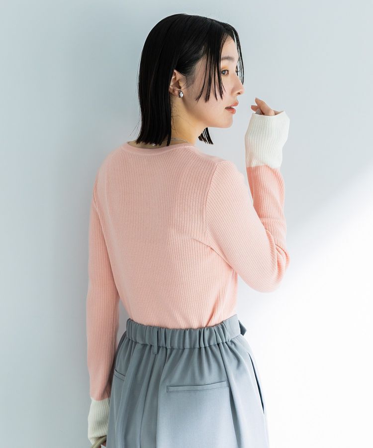 Green Parks「アンチピリング袖配色ニットプルオーバー」|ニット・セーター|