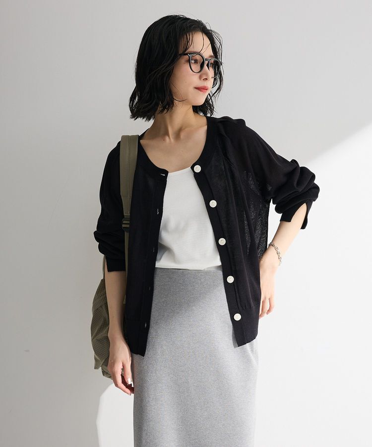 Green Parks「ポケッタブルUVカットニットカーディガン」|カーディガン|Black