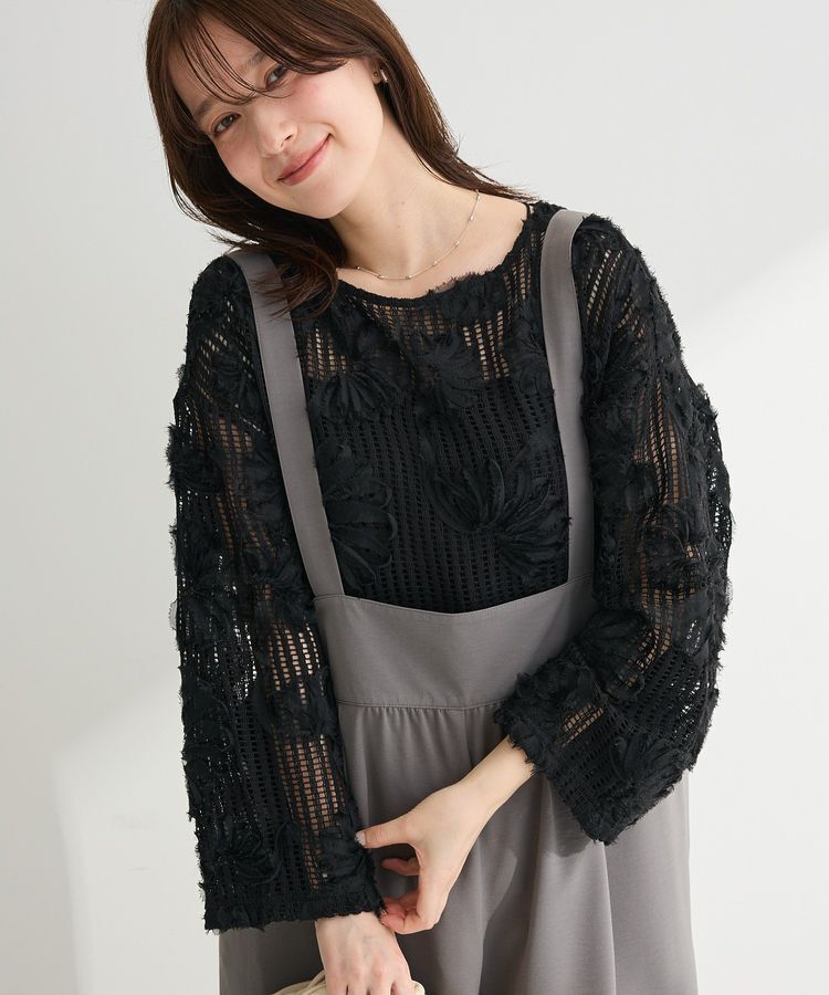 Green Parks「レース刺繍プルオーバー」|Tシャツ・カットソー|Black