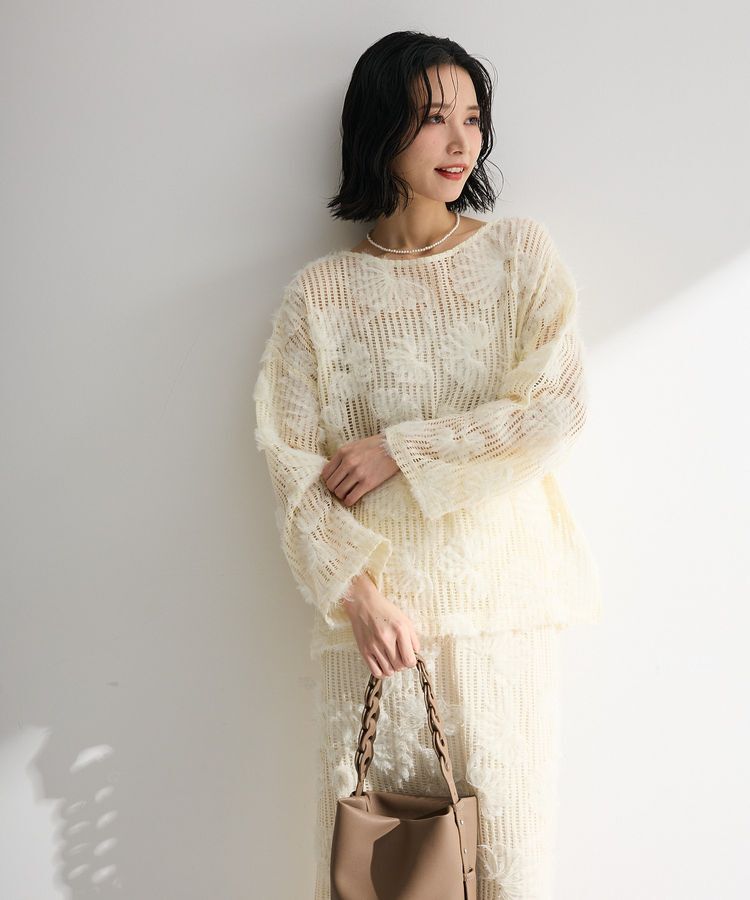 Green Parks「レース刺繍プルオーバー」|Tシャツ・カットソー|Ecru