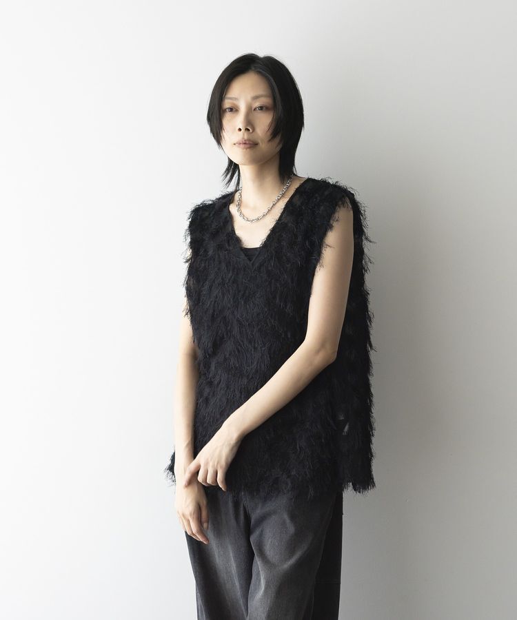 GARAGE OF GOOD CLOTHING「【日本製】フリンジVネックフレアプルオーバー」|ベスト・ジレ|