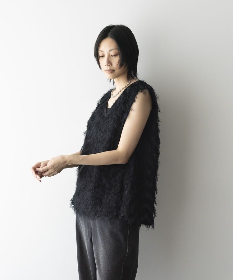 GARAGE OF GOOD CLOTHING「【日本製】フリンジVネックフレアプルオーバー」|ベスト・ジレ|