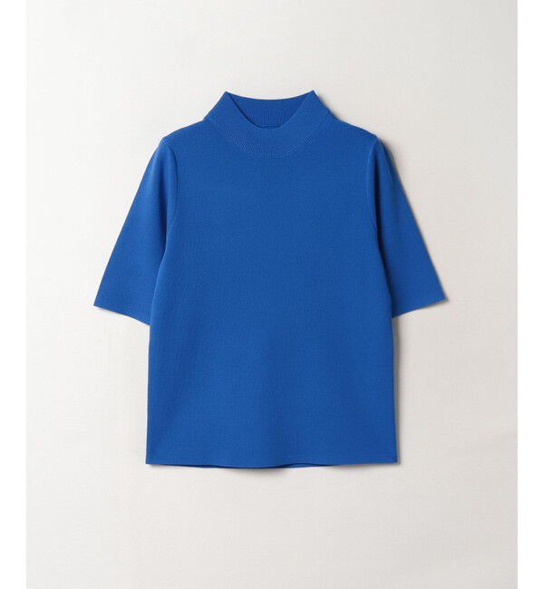 allureville「◇総針モックネック5分袖プルオーバー」|ニット・セーター|ブルー