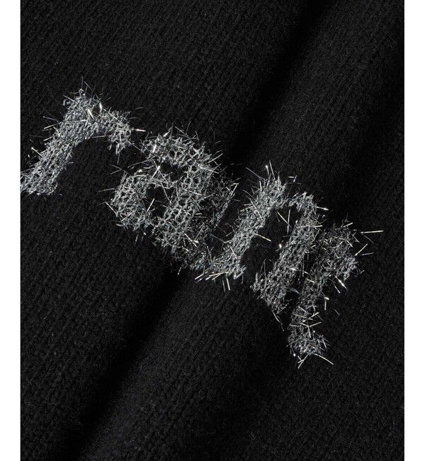 allureville「シャギーラメロゴインターシャプルオーバー」|ニット・セーター|