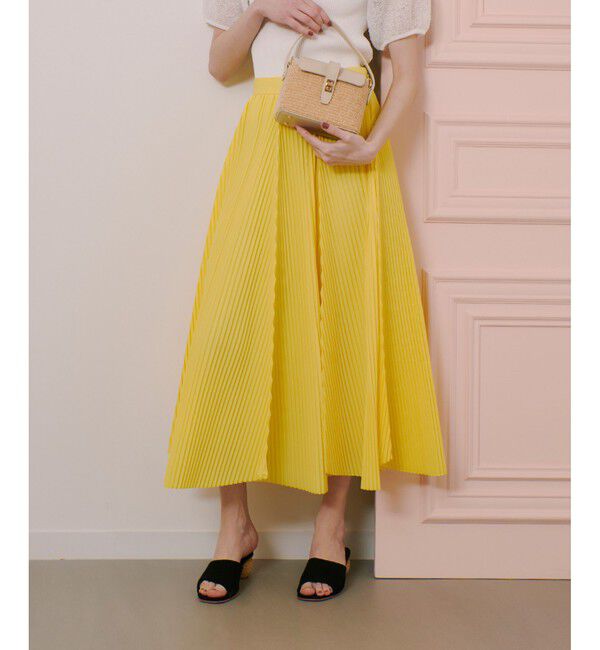 LOULOU WILLOUGHBY「【LOULOU WILLOUGHBY】ランダムアコーディオンプリーツスカート」|スカート|イエロー
