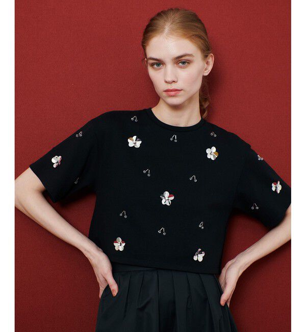 LOULOU WILLOUGHBY「【LOULOU WILLOUGHBY】スパンコールＴシャツ」|Tシャツ・カットソー|