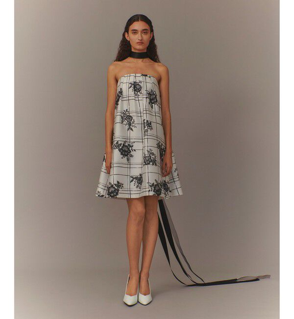 LOULOU WILLOUGHBY「【LOULOU WILLOUGHBY】SILK COフラワーチェックワンピース」|ワンピース|