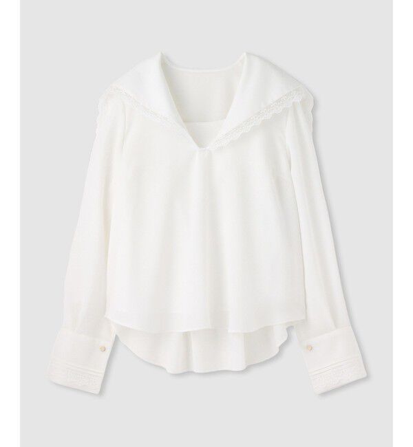 LOULOU WILLOUGHBY「【LOULOU WILLOUGHBY】セーラーカラージョーゼットブラウス」|シャツ・ブラウス|