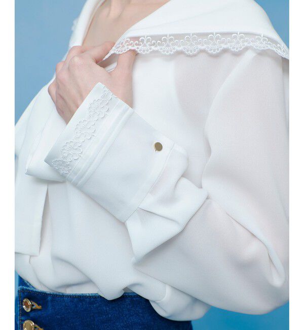 LOULOU WILLOUGHBY「【LOULOU WILLOUGHBY】セーラーカラージョーゼットブラウス」|シャツ・ブラウス|