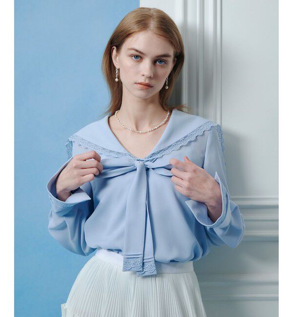 LOULOU WILLOUGHBY「【LOULOU WILLOUGHBY】セーラーカラージョーゼットブラウス」|シャツ・ブラウス|