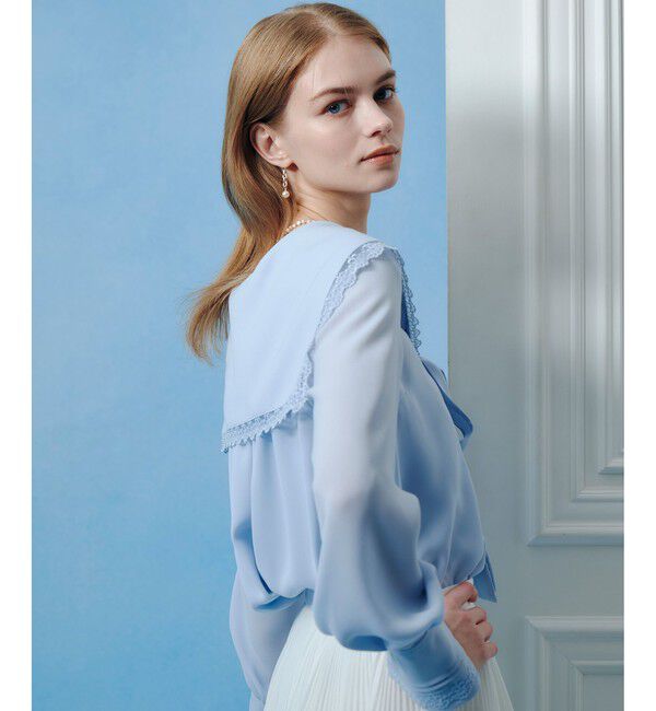 LOULOU WILLOUGHBY「【LOULOU WILLOUGHBY】セーラーカラージョーゼットブラウス」|シャツ・ブラウス|