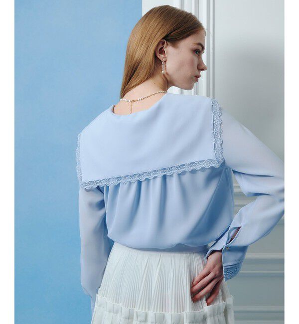 LOULOU WILLOUGHBY「【LOULOU WILLOUGHBY】セーラーカラージョーゼットブラウス」|シャツ・ブラウス|